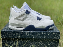 Load image into Gallery viewer, Jordan 4 Retro White Midnight Navy
